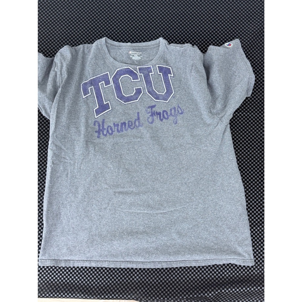 Champion TCU Horned Frogs T-Shirt Mens XXL Gray Excellent Vintage Feel Graphic